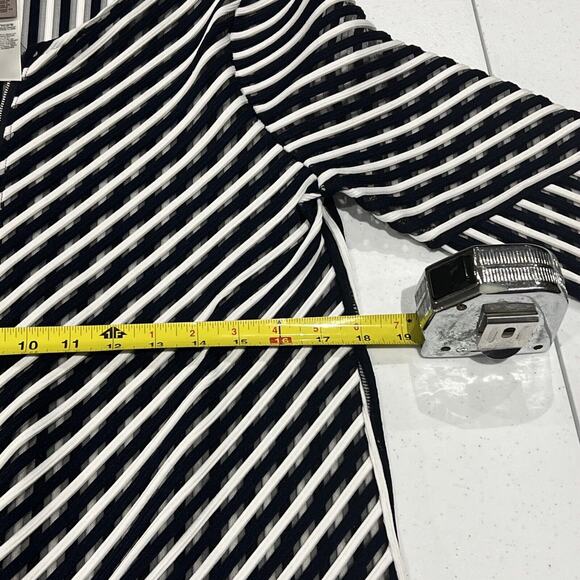 CHICO'S 1 chicos size medium Easywear Navy SHEER MESH STRIPE ZIP UP JACKET - Picture 4 of 10